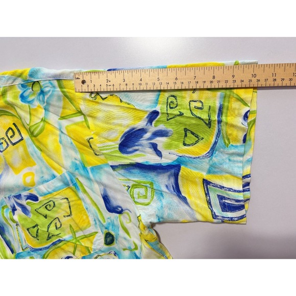 VTG L'Homme Loop Collar Shirt Rayon Abstract Water Color Print Button Up Large - Picture 14 of 15
